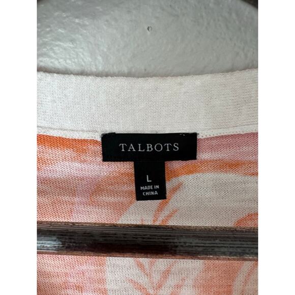 Talbots Paisley Slub Cotton V-Neck Floral Sweater Size Large - Picture 5 of 6